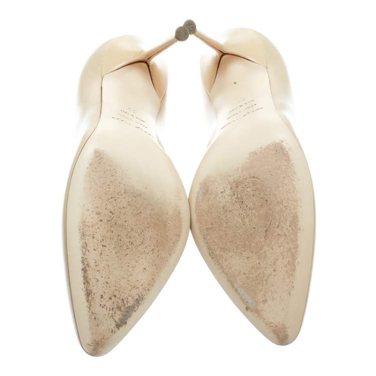 Pre Owned Sergio Rossi Beige Leather Pumps Size 39