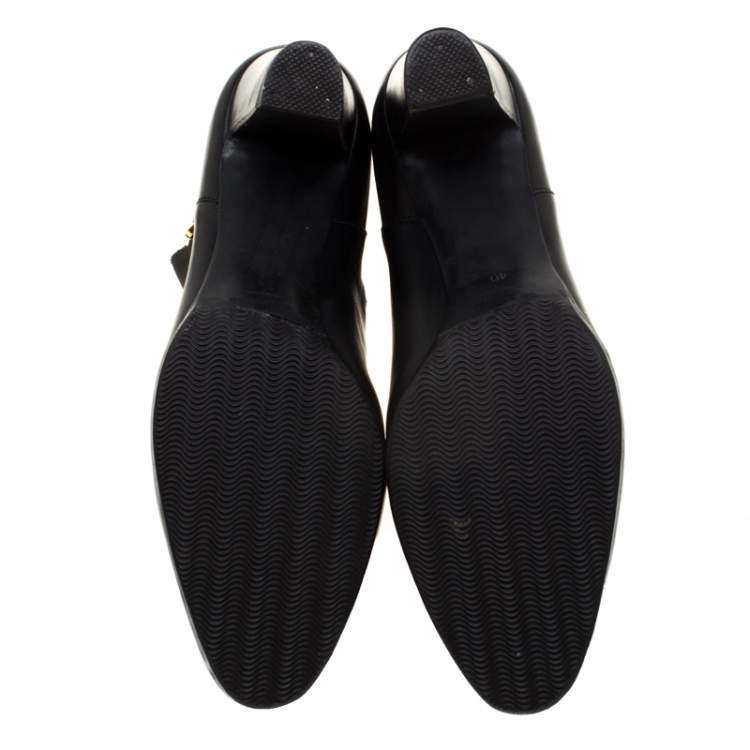 Pre Owned Sergio Rossi Black Leather Ankle Boots Size 40