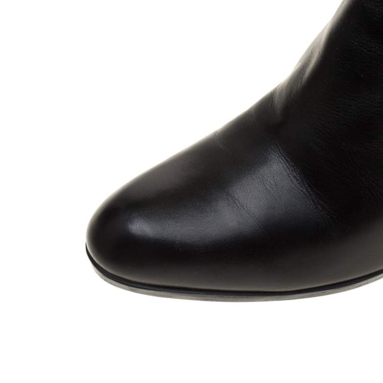Pre Owned Sergio Rossi Black Leather Ankle Boots Size 40