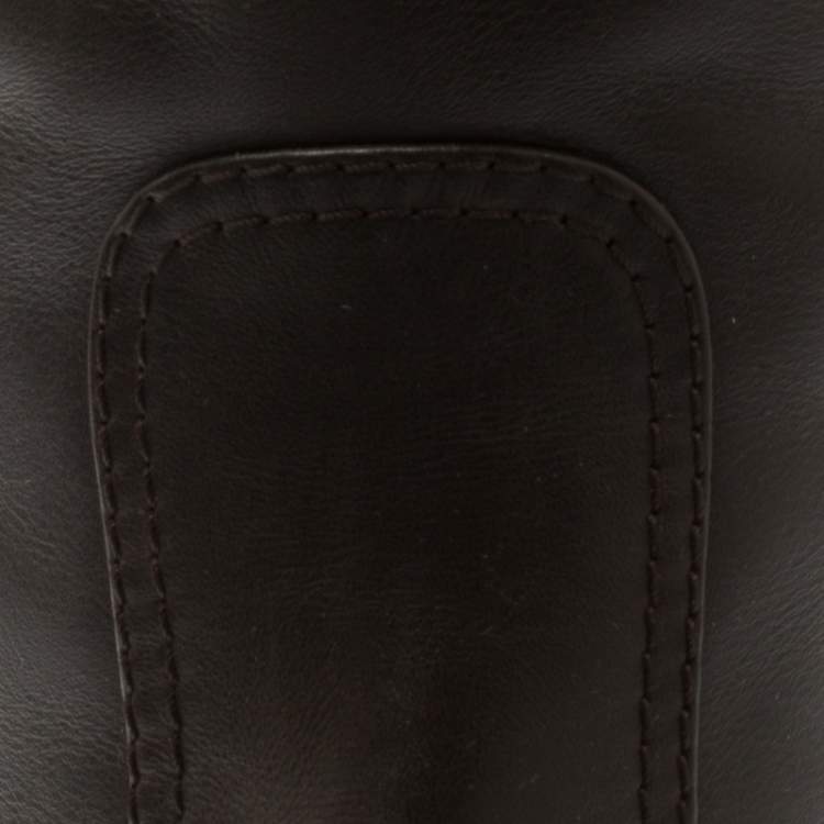 Pre Owned Sergio Rossi Brown Leather Chain Trim Knee Length Boots Size 40.5