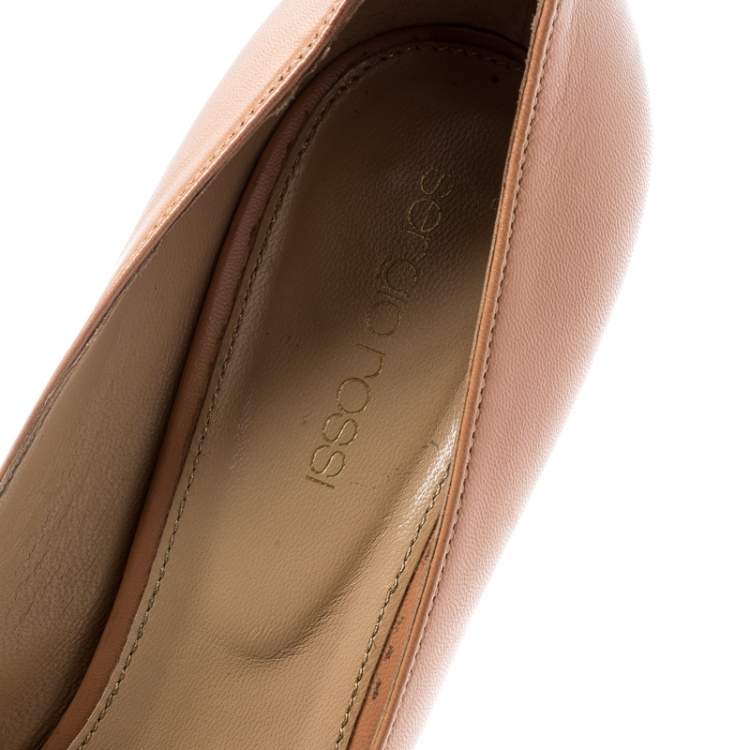 Pre Owned Sergio Rossi Brown Leather Platform Pumps Size 39