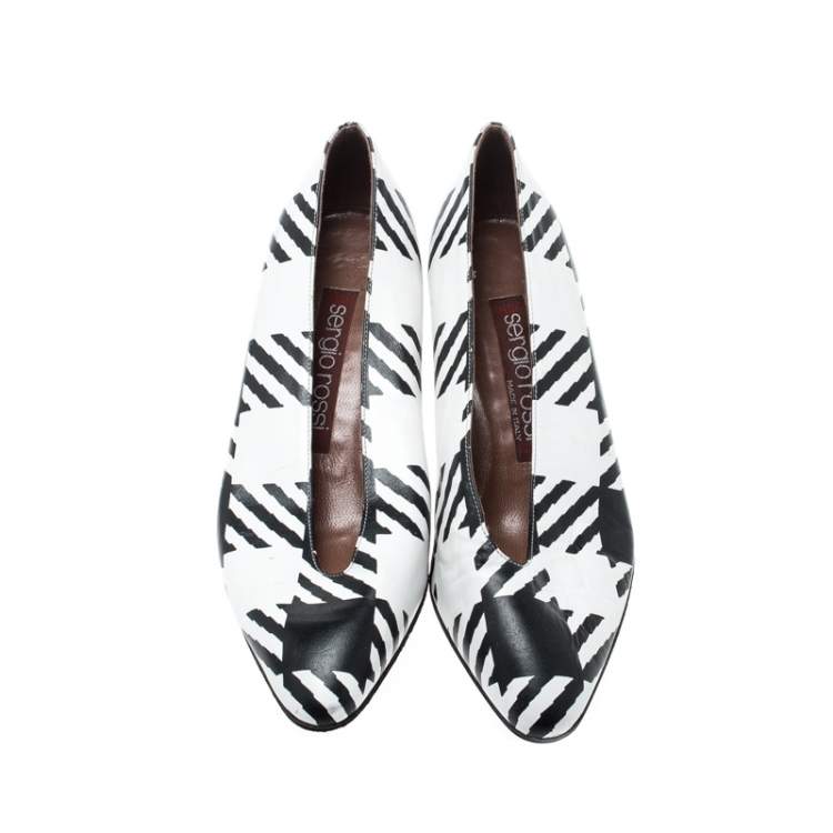 Pre Owned Sergio Rossi Monochrome Leather Pumps Size 38.5