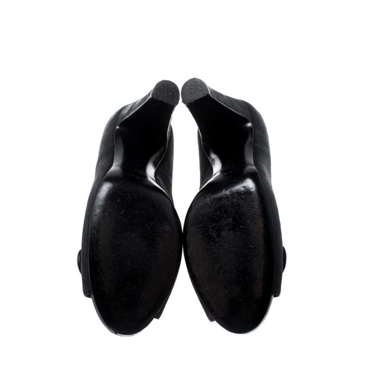 Pre Owned Sergio Rossi Black Suede Button Peep Toe Pumps Size 39