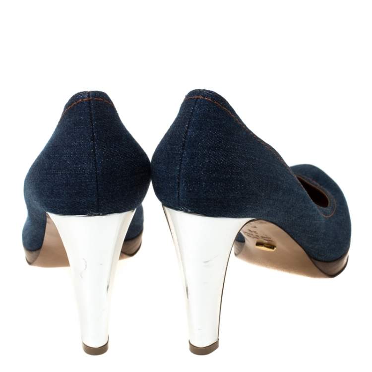 Pre Owned Sergio Rossi Blue Denim Pumps Size 39
