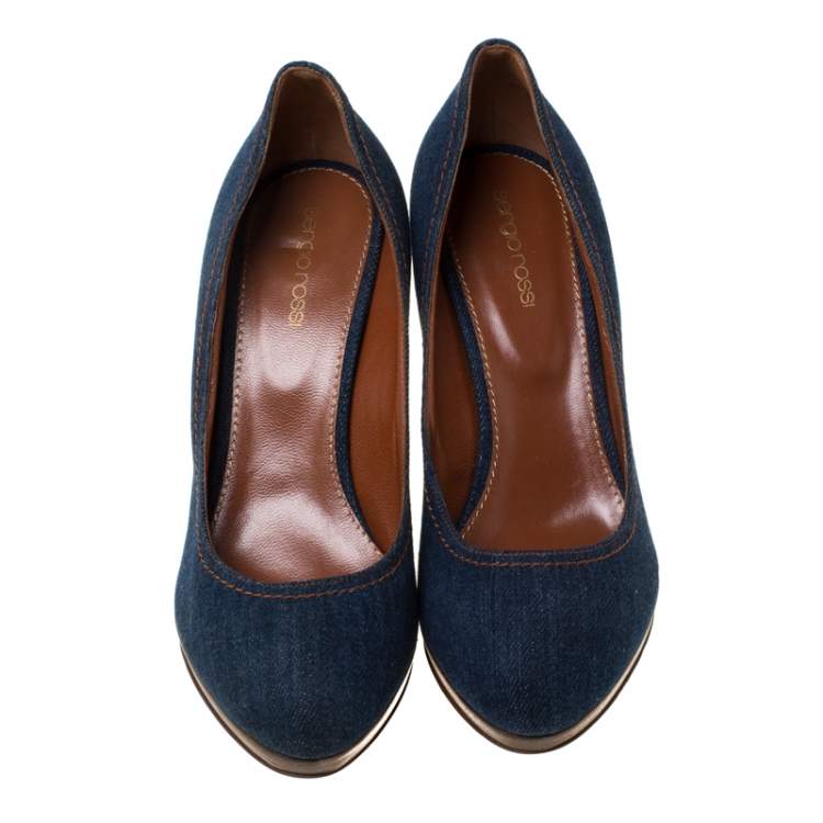 Pre Owned Sergio Rossi Blue Denim Pumps Size 39