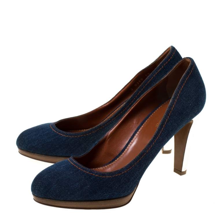 Pre Owned Sergio Rossi Blue Denim Pumps Size 39