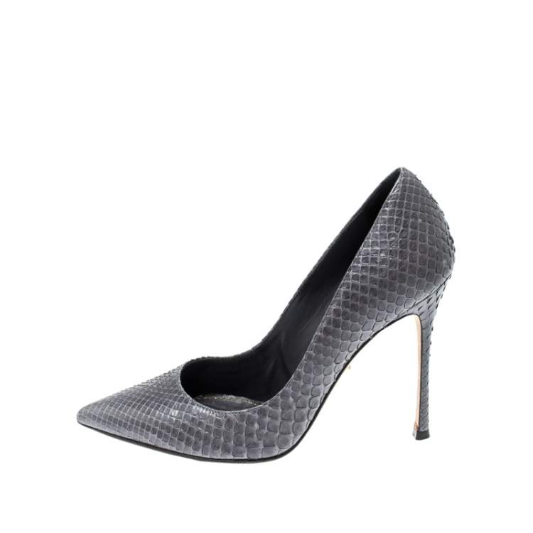 مملوكة مسبقًا Sergio Rossi Grey Python Leather Pointed Toe Pumps Size 35