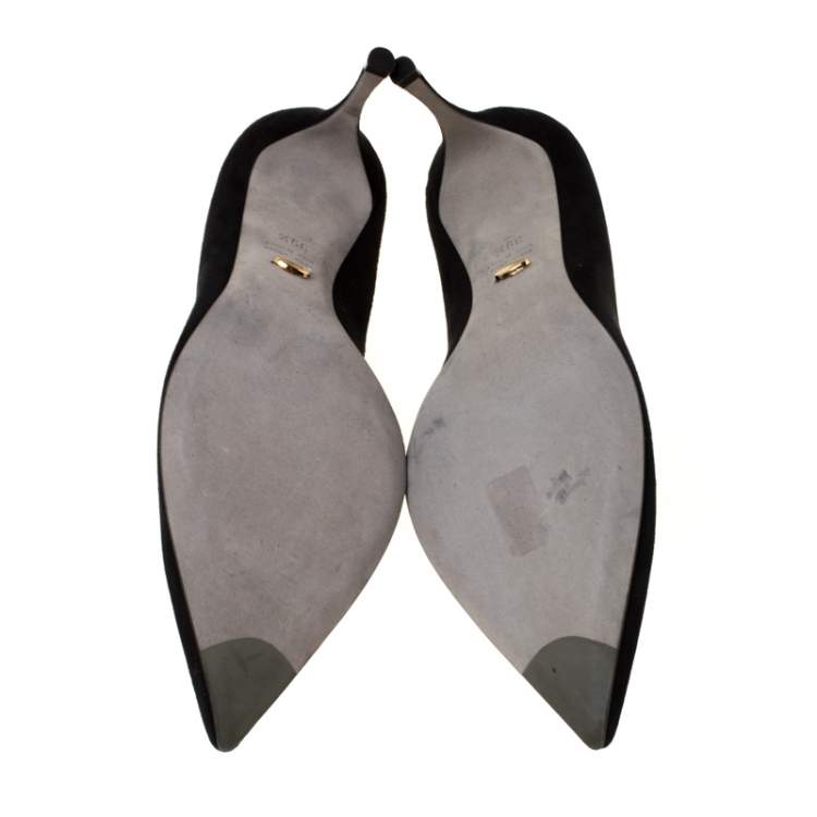 Pre Owned Sergio Rossi Black Suede Pointed Toe Pumps Size 39.5