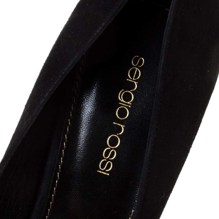 Pre Owned Sergio Rossi Black Suede Pointed Toe Pumps Size 39.5