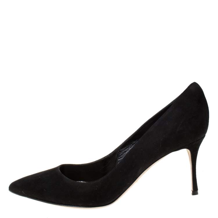 Pre Owned Sergio Rossi Black Suede Pointed Toe Pumps Size 39.5