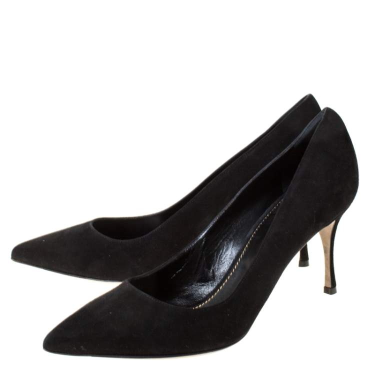 Pre Owned Sergio Rossi Black Suede Pointed Toe Pumps Size 39.5