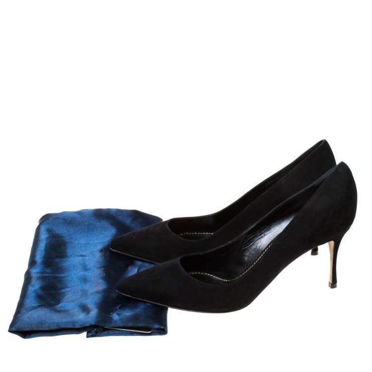 Pre Owned Sergio Rossi Black Suede Pointed Toe Pumps Size 39.5