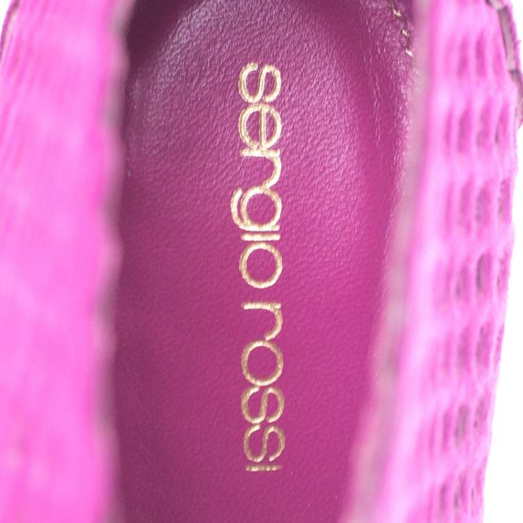 Pre Owned Sergio Rossi Purple Suede Cut Out Ankle Booties Size 41