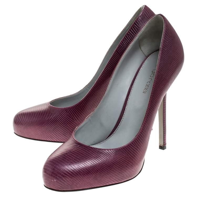 Pre Owned Sergio Rossi Pink Embossed Leather Platform Pumps Size 38.5