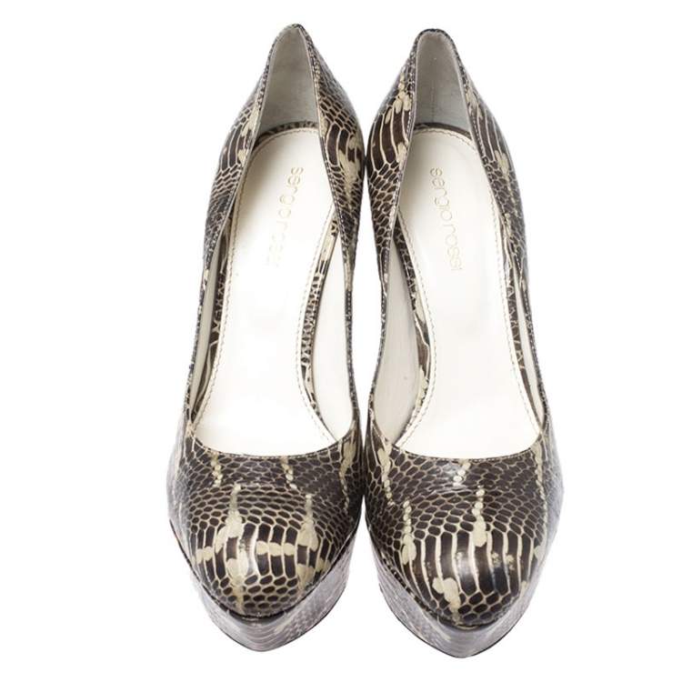 Pre Owned Sergio Rossi Watersnake Platform Pumps Size 38