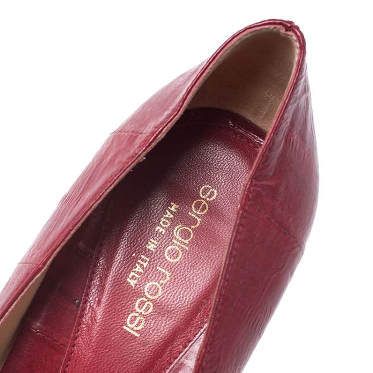 مملوكة مسبقًا Sergio Rossi Red Leather Peep Toe Pumps Size 40