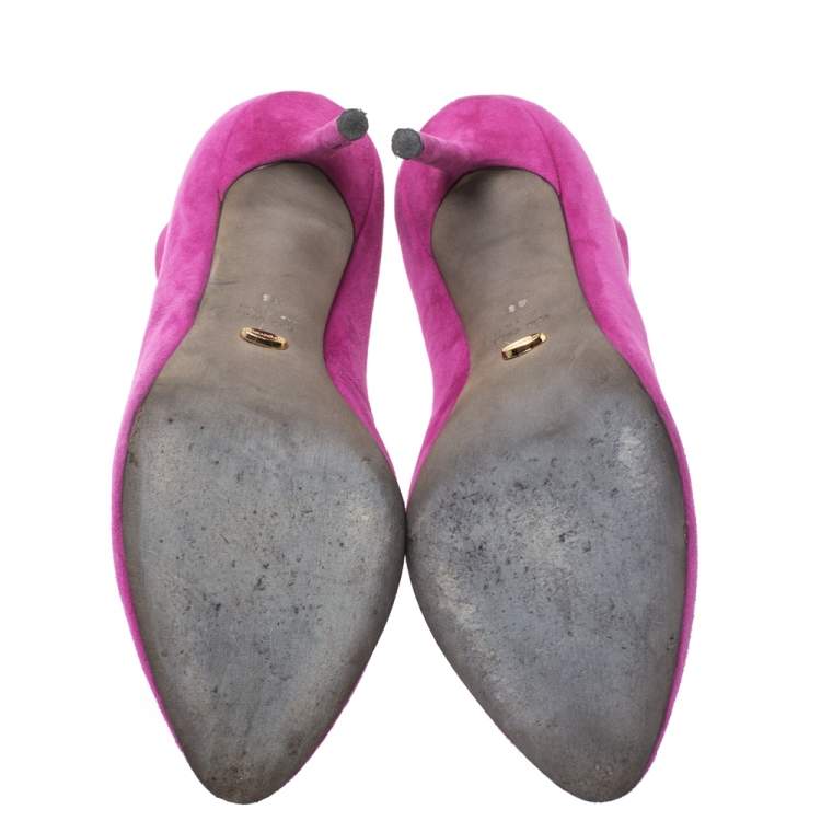 Pre Owned Sergio Rossi Pink Suede Leather Oblo Cut Out Pumps Size 38