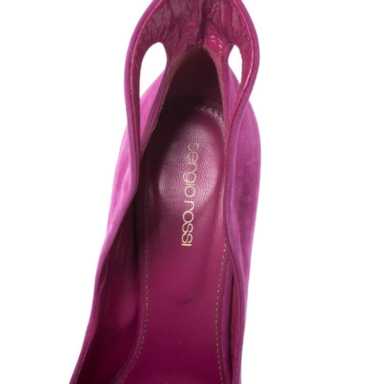 Pre Owned Sergio Rossi Pink Suede Leather Oblo Cut Out Pumps Size 38