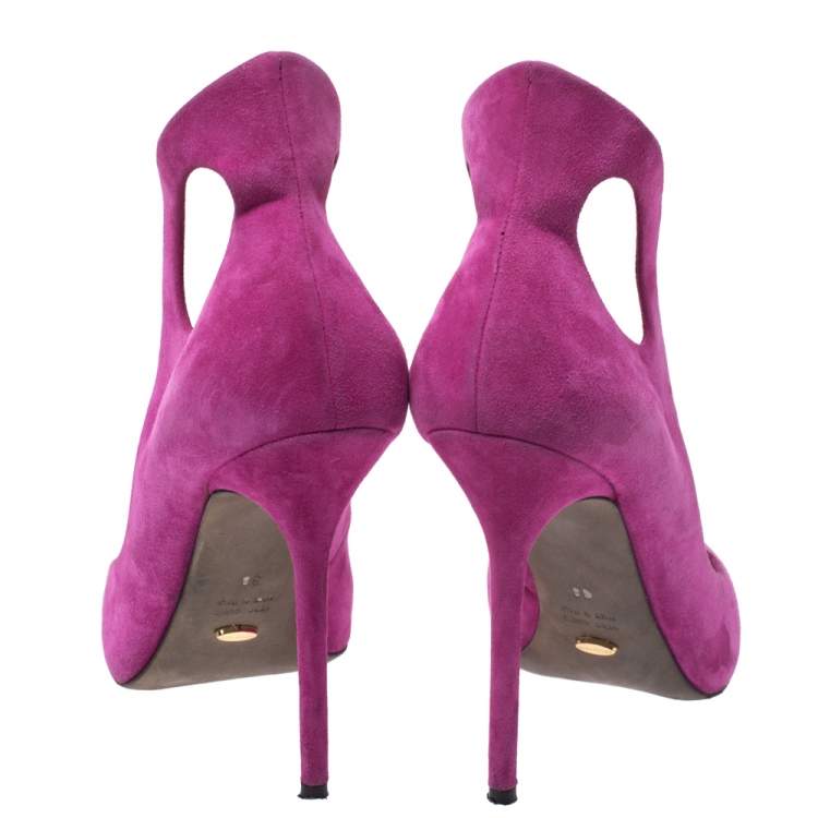 Pre Owned Sergio Rossi Pink Suede Leather Oblo Cut Out Pumps Size 38