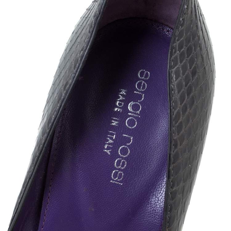 Pre Owned Sergio Rossi Grey Python Leather Pointed Toe Pumps Size 38