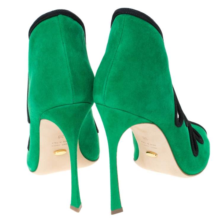 Pre Owned Sergio Rossi Green Suede Lagoon Cut Out Pumps Size 38