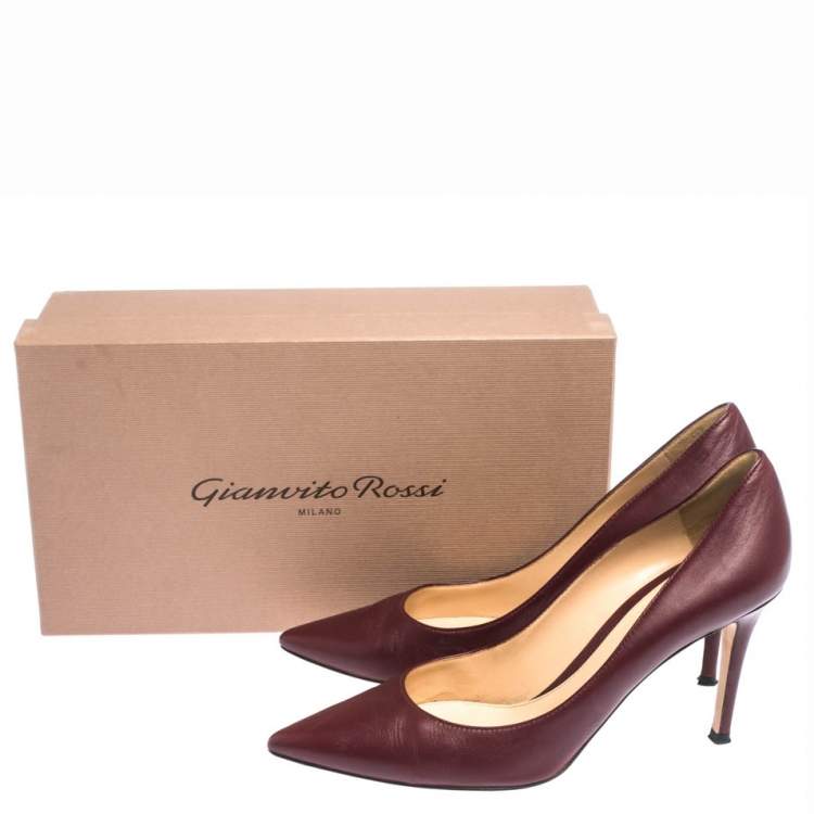Pre Owned Sergio Rossi Burgundy Leather Pointed Toe Pumps Size 39