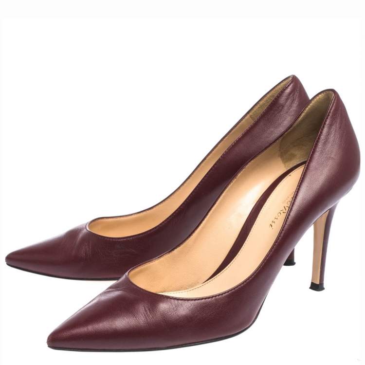 Pre Owned Sergio Rossi Burgundy Leather Pointed Toe Pumps Size 39