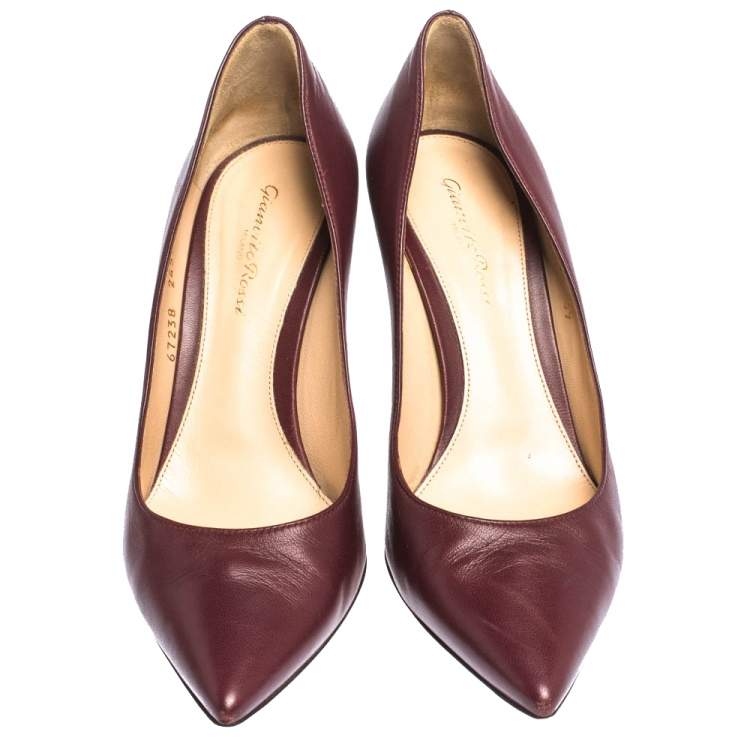 Pre Owned Sergio Rossi Burgundy Leather Pointed Toe Pumps Size 39