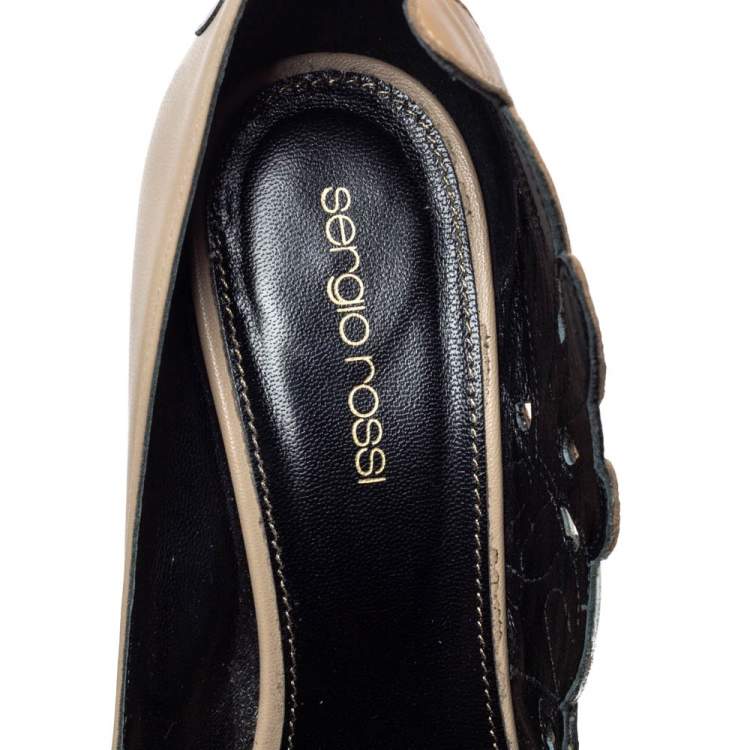 Pre Owned Sergio Rossi Multicolor Leather Cut Out Detail Pointed Toe Pumps Size 38