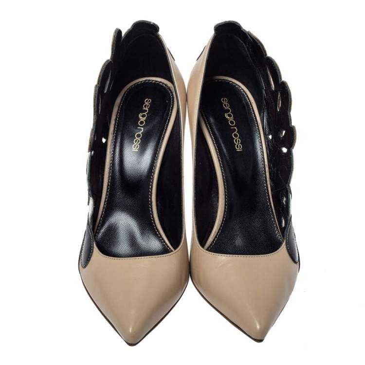 Pre Owned Sergio Rossi Multicolor Leather Cut Out Detail Pointed Toe Pumps Size 38