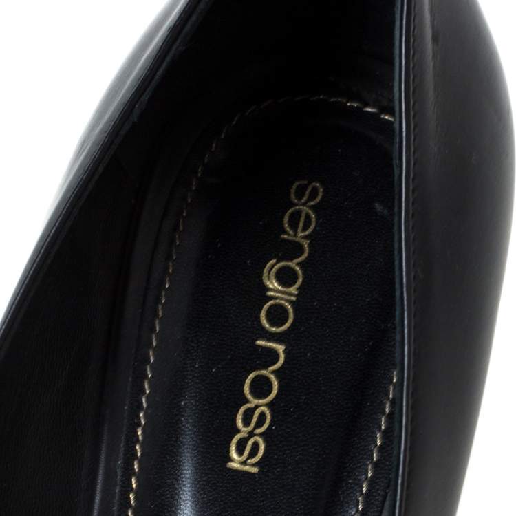 Pre Owned Sergio Rossi Black Leather Crystal Embellished Pointed Toe Pumps Size 40