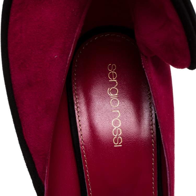 Pre Owned Sergio Rossi Fuchsia/Black Suede Swirl Detail Round Toe Pumps Size 40