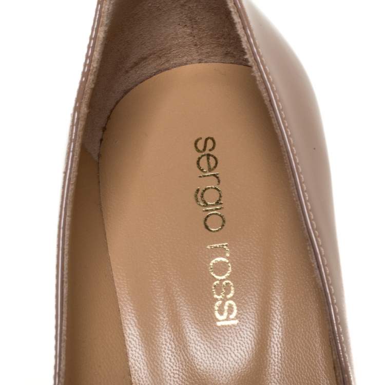 Pre Owned Sergio Rossi Nude Patent Leather Pointed Toe Pumps Size 35.5