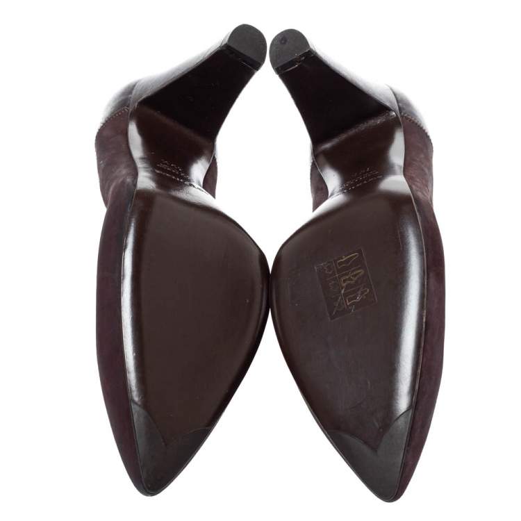 Pre Owned Sergio Rossi Brown Nubuck Leather Platform Pointed Toe Pumps Size 39.5