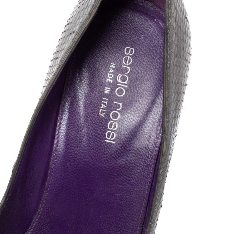 Pre Owned Sergio Rossi Grey Python Peep Toe Platform Pumps Size 37
