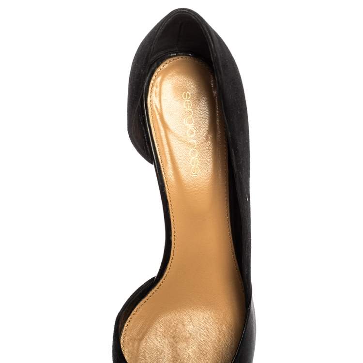 Pre Owned Sergio Rossi Black Suede And Leather Pointed Toe Pumps Size 39