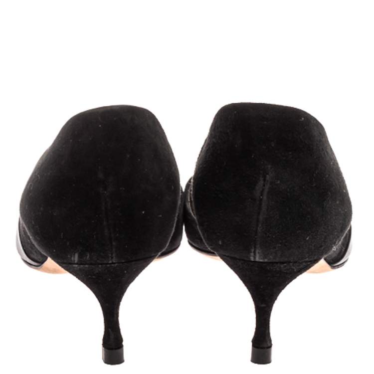 Pre Owned Sergio Rossi Black Suede And Leather Pointed Toe Pumps Size 39