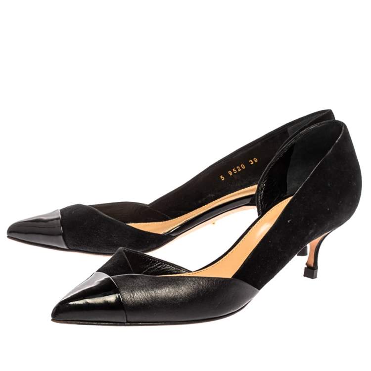 Pre Owned Sergio Rossi Black Suede And Leather Pointed Toe Pumps Size 39