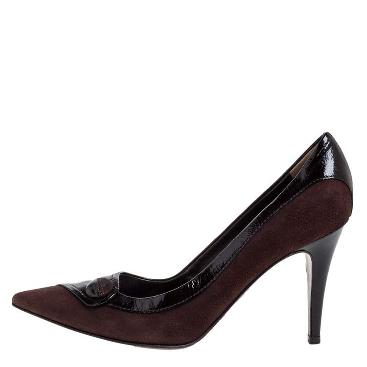 Pre Owned Sergio Rossi Brown Leather And Suede Pointed Toe Pumps Size 39