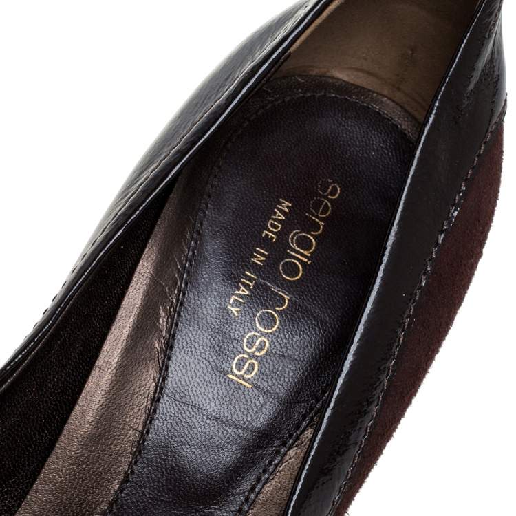 Pre Owned Sergio Rossi Brown Leather And Suede Pointed Toe Pumps Size 39