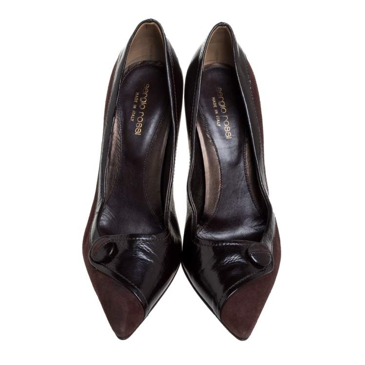 Pre Owned Sergio Rossi Brown Leather And Suede Pointed Toe Pumps Size 39
