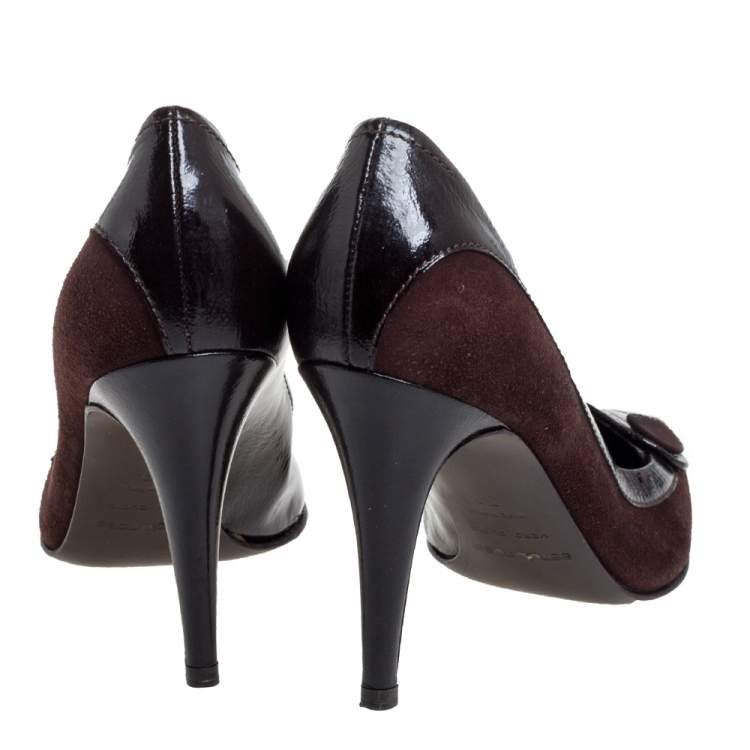 Pre Owned Sergio Rossi Brown Leather And Suede Pointed Toe Pumps Size 39