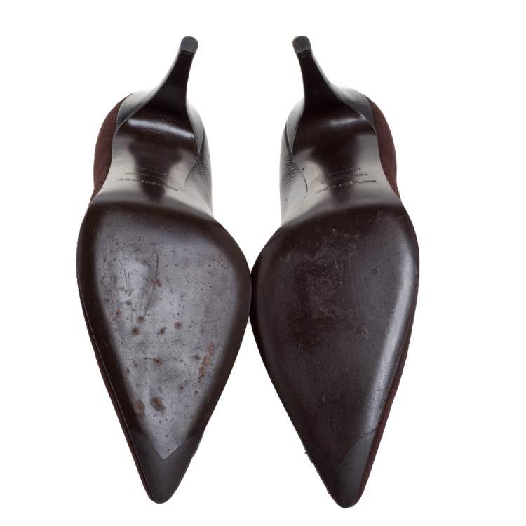 Pre Owned Sergio Rossi Brown Leather And Suede Pointed Toe Pumps Size 39