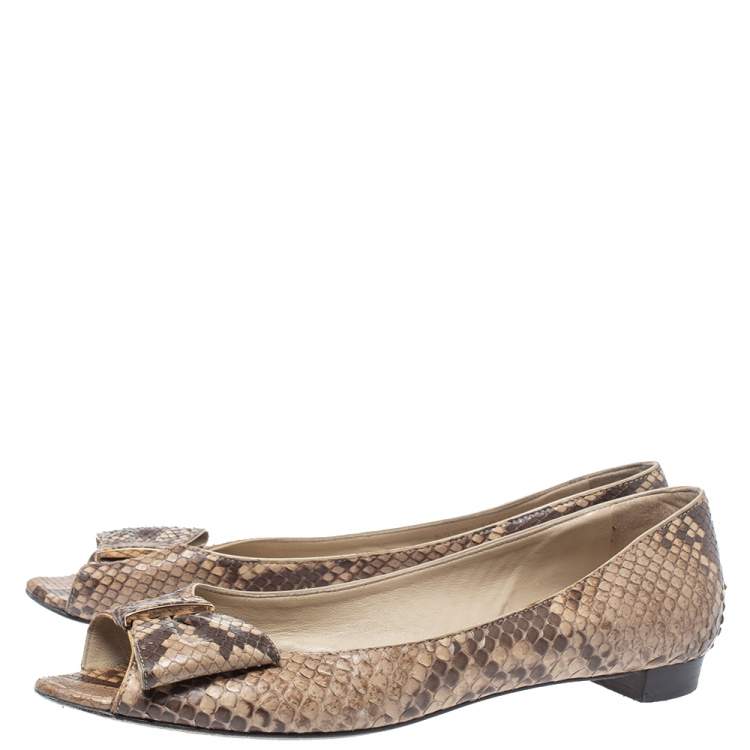 Pre Owned Sergio Rossi Python Leather Open Toe Ballet Flats Size 40