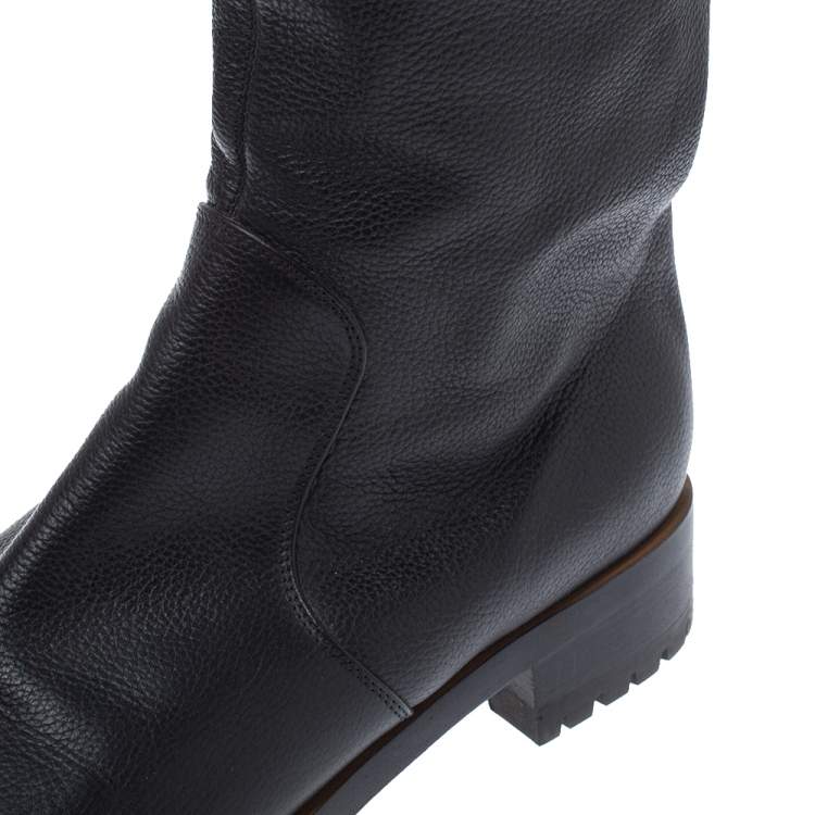 Pre Owned Sergio Rossi Black Leather Mid Length Boots Size 40.5