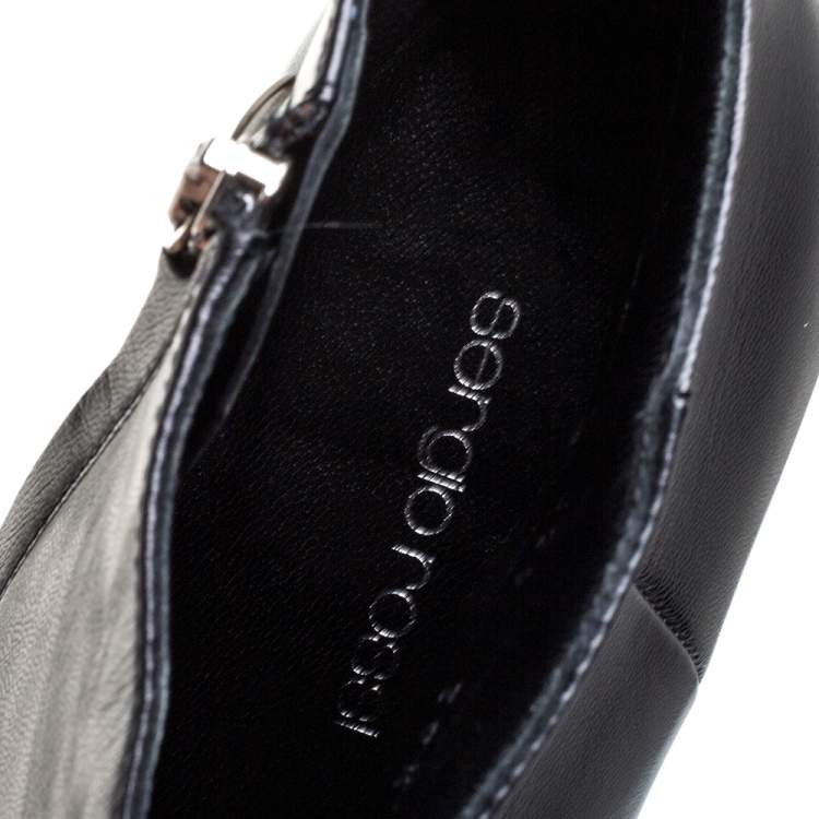 Pre Owned Sergio Rossi Black Leather Pointed Toe Ankle Booties Size 39.5