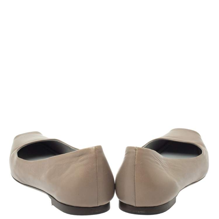 Pre Owned Sergio Rossi Grey Leather Square Toe Ballet Flats Size 40