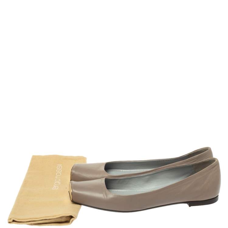 Pre Owned Sergio Rossi Grey Leather Square Toe Ballet Flats Size 40