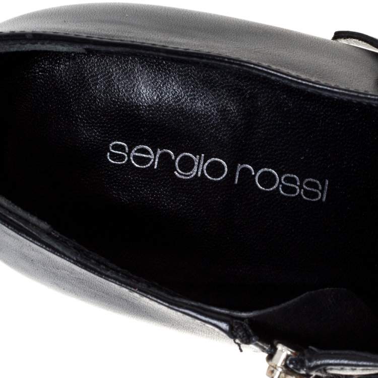 Pre Owned Sergio Rossi Black Leather Pointed Toe Booties Size 41