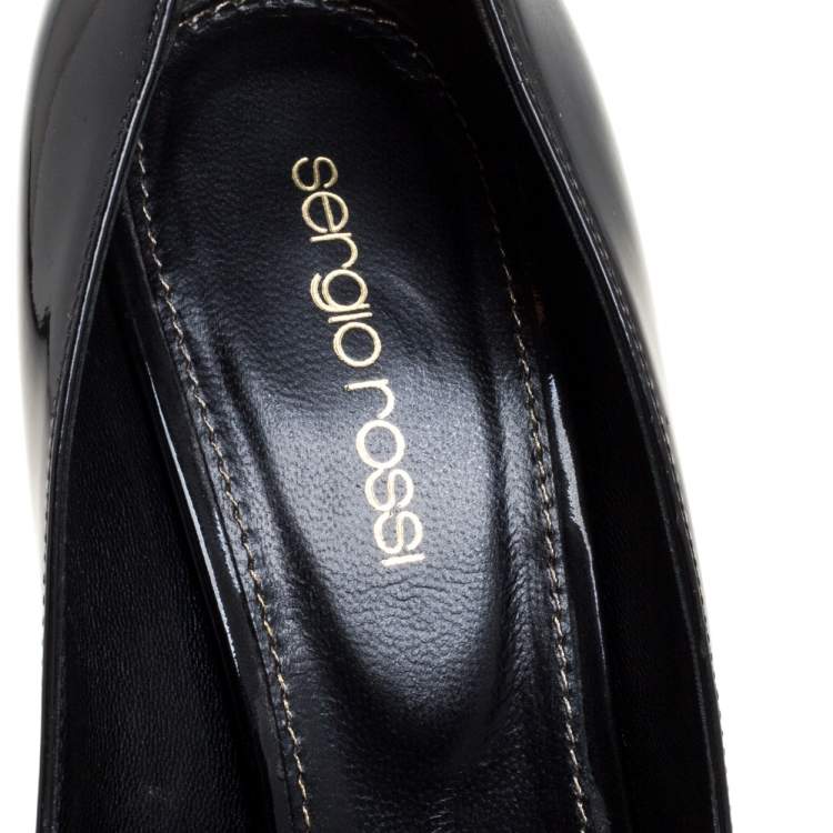 Pre Owned Sergio Rossi Black Patent Leather Peep Toe Platform Pump Size 38